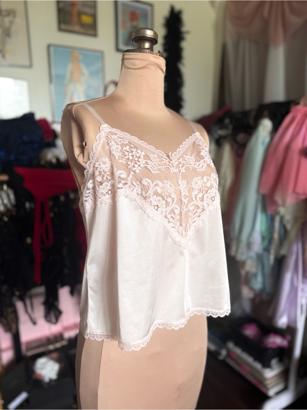 Soft Pink Vintage Lace Camisole